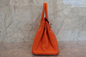 HERMES BIRKIN 30 Clemence leather Orange □H Engraving Hand bag 700100094