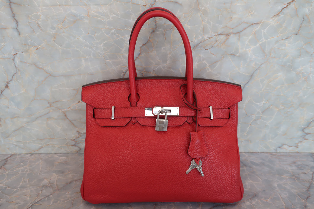 HERMES／エルメス バーキン30 トリヨンクレマンス ルージュカザック □R刻印 ハンドバッグ 700090074