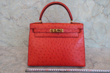 画像をギャラリービューアに読み込む, HERMES／エルメス ケリー28 オーストリッチ ルージュ ショルダーバッグ 800060123
