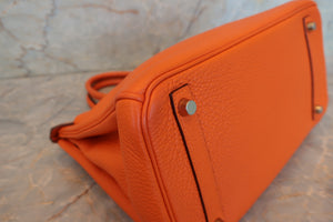 HERMES BIRKIN 30 Clemence leather Orange □H Engraving Hand bag 700100094