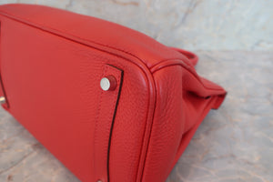 HERMES／エルメス バーキン30 トリヨンクレマンス ルージュカザック □R刻印 ハンドバッグ 700090074