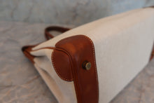 Load image into Gallery viewer, HERMES HAUT A COURROIRE 32 Toile H/Barenia leather Beige/Brown 〇X Engraving Hand bag 600040090
