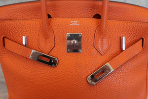 HERMES BIRKIN 30 Clemence leather Orange □H Engraving Hand bag 700100094