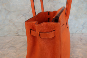HERMES BIRKIN 30 Clemence leather Orange □H Engraving Hand bag 700100094