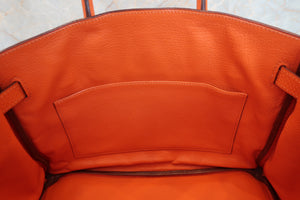 HERMES BIRKIN 30 Clemence leather Orange □H Engraving Hand bag 700100094