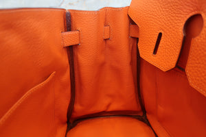 HERMES BIRKIN 30 Clemence leather Orange □H Engraving Hand bag 700100094