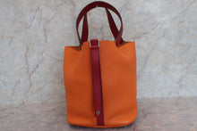 Load image into Gallery viewer, HERMES PICOTIN LOCK TOUCH GM Clemence leather/Swift leather Orange/Rouge grenet X Engraving Hand bag 700110144
