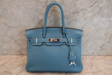 Load image into Gallery viewer, HERMES BIRKIN 30 Togo leather Blue jean □M Engraving Hand bag 700020074
