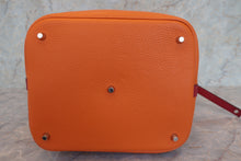 Load image into Gallery viewer, HERMES PICOTIN LOCK TOUCH GM Clemence leather/Swift leather Orange/Rouge grenet X Engraving Hand bag 700110144
