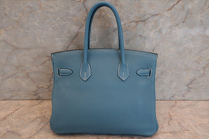 HERMES BIRKIN 30 Togo leather Blue jean □M Engraving Hand bag 700020074