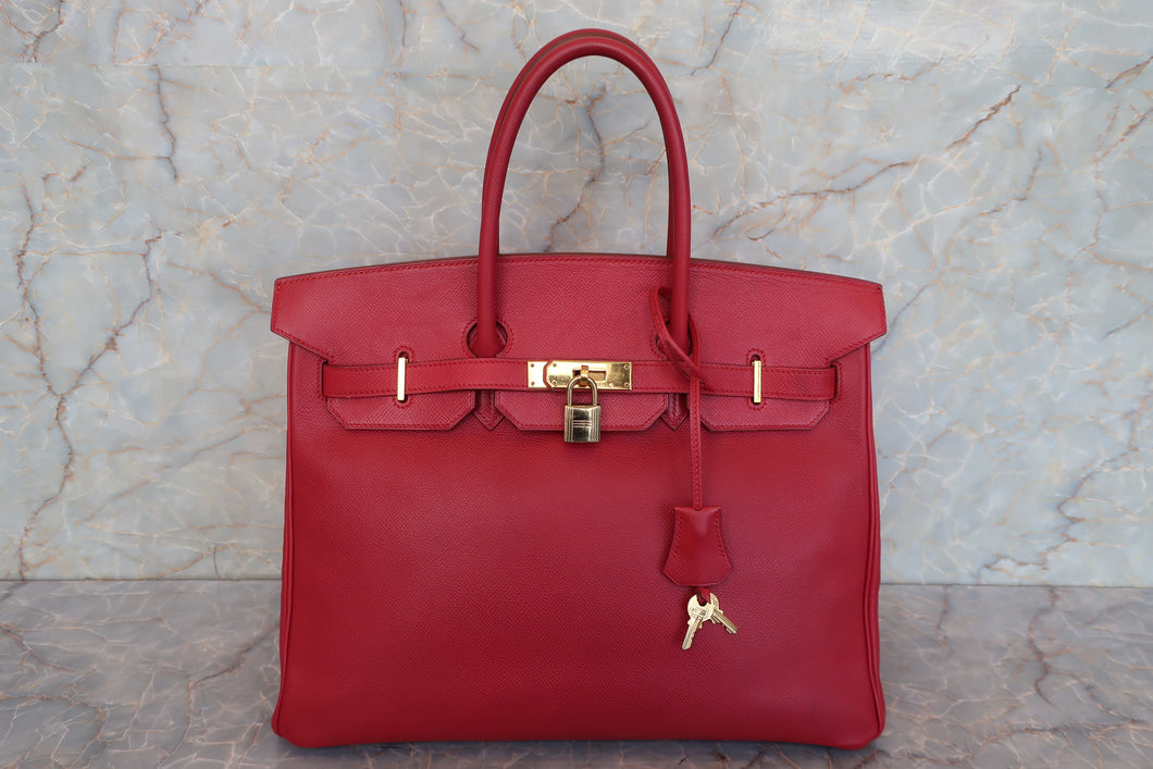 HERMES BIRKIN 35 Graine Couchevel leather Rouge vif □A Engraving Hand bag 700030154
