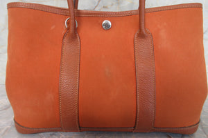 HERMES GARDEN PARTY TPM Toile officier/Leather Potiron orange □I刻印 Shoulder bag 700010190