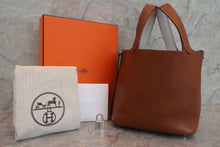 将图片加载到图库查看器，HERMES PICOTIN LOCK ECLAT PM Clemence leather/Swift leather Gold/Pearl gray Z刻印 Hand bag 600100076
