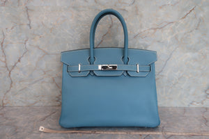 HERMES／エルメス バーキン30 ヴォーエプソン ブルージーン □K刻印 ハンドバッグ 700080027