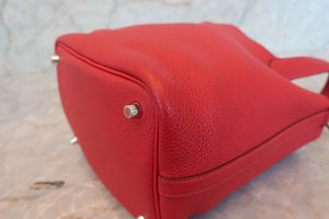 HERMES PICOTIN LOCK PM Clemence leather Rouge casaque A Engraving Hand bag 700100097