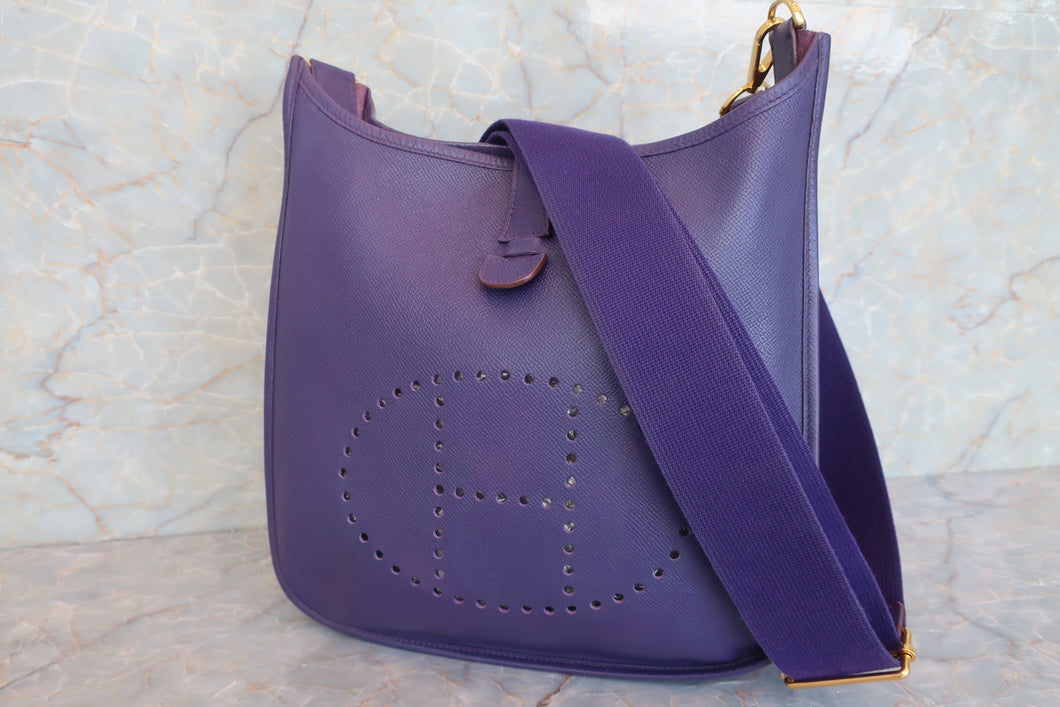 HERMES EVELYNE 3PM Epsom leather Ultraviolet T刻印 Shoulder bag 600090131