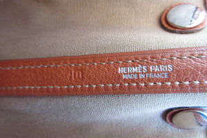 HERMES GARDEN PARTY TPM Toile officier/Leather Potiron orange □I刻印 Shoulder bag 700010190