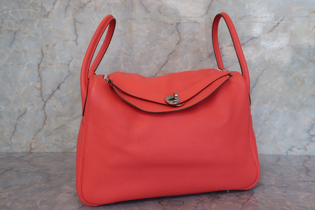 HERMES LINDY 34 Clemence leather Rose jaipur □R Engraving Shoulder bag 700100108