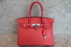 HERMES BIRKIN 30 Clemence leather Bougainvillier □N Engraving Hand bag 700090063