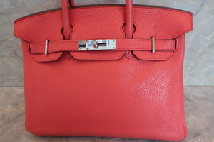 HERMES BIRKIN 30 Clemence leather Bougainvillier □N Engraving Hand bag 700090063