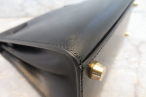 HERMES  Mini KELLY 20 Box carf leather Black □B Engraving Hand bag 700050266
