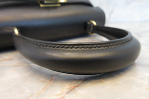 HERMES  Mini KELLY 20 Box carf leather Black □B Engraving Hand bag 700050266