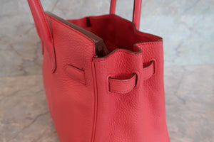 HERMES BIRKIN 30 Clemence leather Bougainvillier □N Engraving Hand bag 700090063