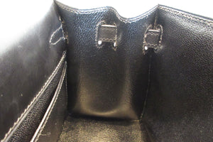HERMES  Mini KELLY 20 Box carf leather Black □B Engraving Hand bag 700050266