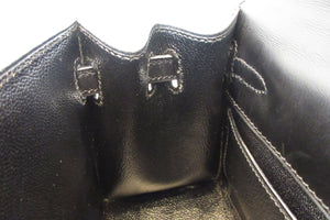 HERMES  Mini KELLY 20 Box carf leather Black □B Engraving Hand bag 700050266