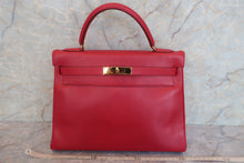 将图片加载到图库查看器，HERMES KELLY 32 Graine Couchevel leather Rouge vif 〇U刻印 Shoulder bag 600080096
