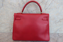 将图片加载到图库查看器，HERMES KELLY 32 Graine Couchevel leather Rouge vif 〇U刻印 Shoulder bag 600080096
