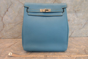 HERMES KELLY ADO PM Clemence leather Blue jean □C Engraving Back pack 700050286