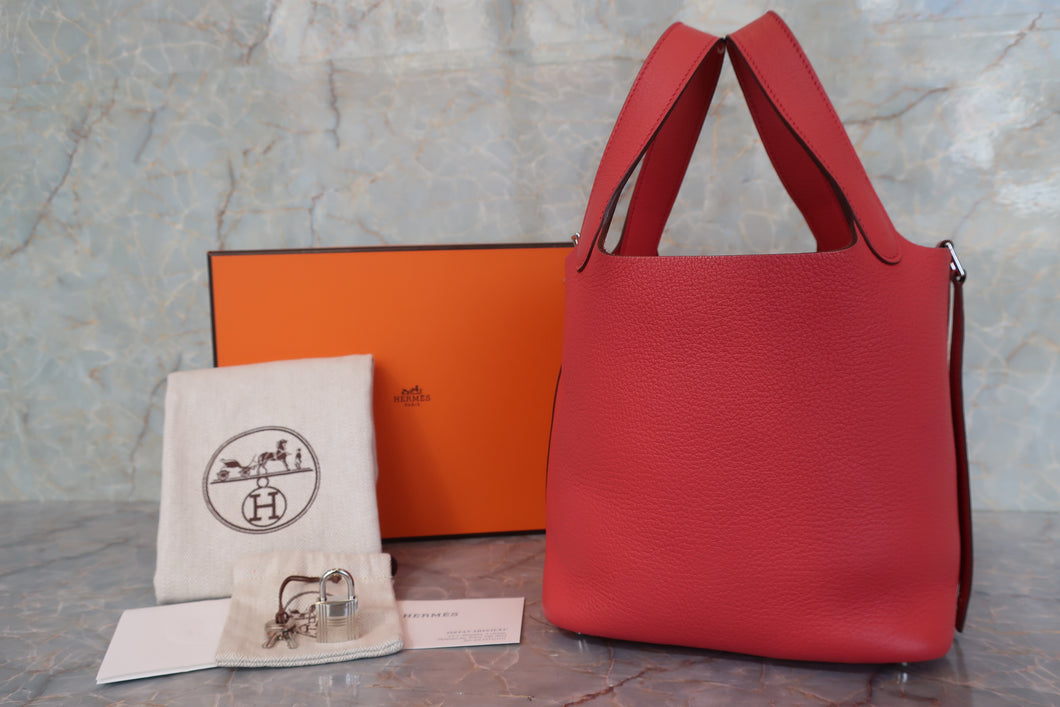 HERMES PICOTIN LOCK PM Clemence leather Bougainvillier □O Engraving Hand bag 700100135