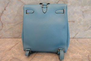 HERMES KELLY ADO PM Clemence leather Blue jean □C Engraving Back pack 700050286