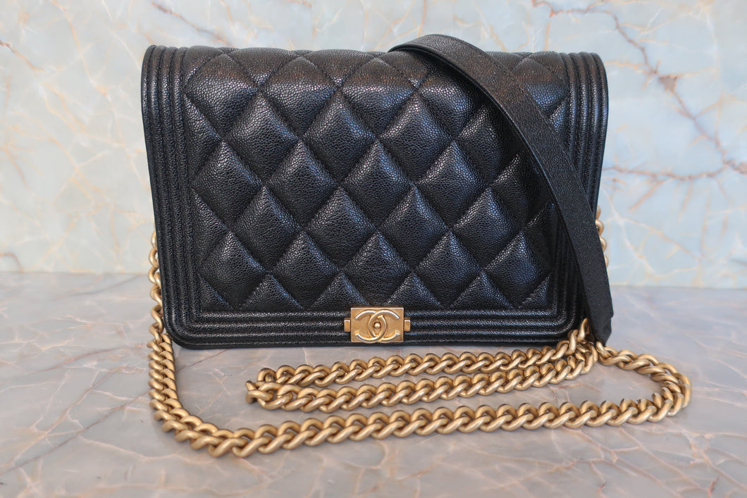 CHANEL/シャネル ボーイシャネルチェーンウォレット キャビアスキン