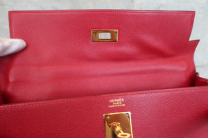 HERMES KELLY 32 Graine Couchevel leather Rouge vif 〇U刻印 Shoulder bag 600080096