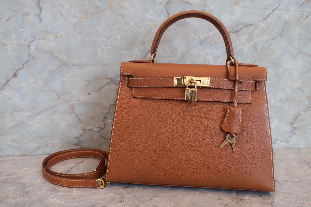 HERMES／エルメス ケリー28 クシュベル ゴールド 〇X刻印 ショルダーバッグ 700070231