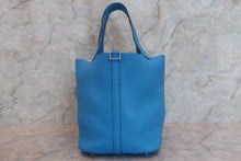 将图片加载到图库查看器，HERMES PICOTIN LOCK MM Clemence leather Blue zanzibar X刻印 Hand bag 600100144
