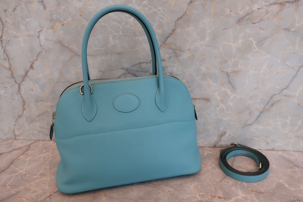 HERMES／エルメス ボリード27 ヴォースイフト ブルーアトール X刻印 ショルダーバッグ 700090107