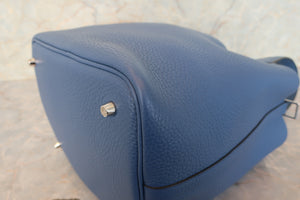 HERMES PICOTIN LOCK MM Clemence leather Blue Agate X Engraving Hand bag 700100091