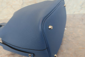 HERMES PICOTIN LOCK MM Clemence leather Blue Agate X Engraving Hand bag 700100091
