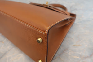 HERMES／エルメス ケリー28 クシュベル ゴールド 〇X刻印 ショルダーバッグ 700070231