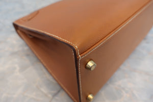 HERMES／エルメス ケリー28 クシュベル ゴールド 〇X刻印 ショルダーバッグ 700070231