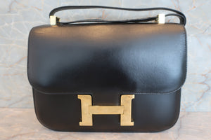 HERMES CONSTANCE 23 Box carf leather Black 〇K刻印 Shoulder bag 600100085