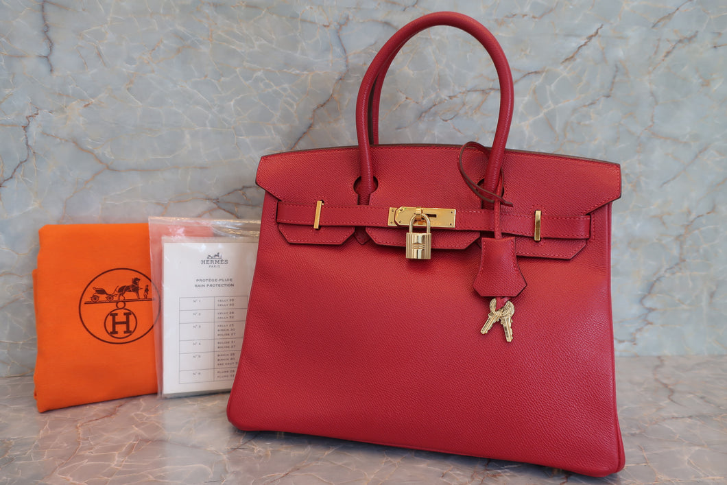 HERMES／エルメス バーキン30 クシュベル ルージュヴィフ □G刻印 ハンドバッグ 700080006