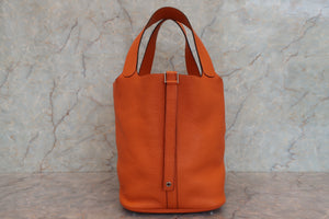 HERMES PICOTIN LOCK GM Clemence leather Orange □P Engraving Hand bag 700100098
