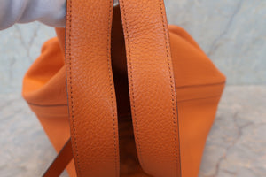 HERMES PICOTIN LOCK GM Clemence leather Orange □P Engraving Hand bag 700100098