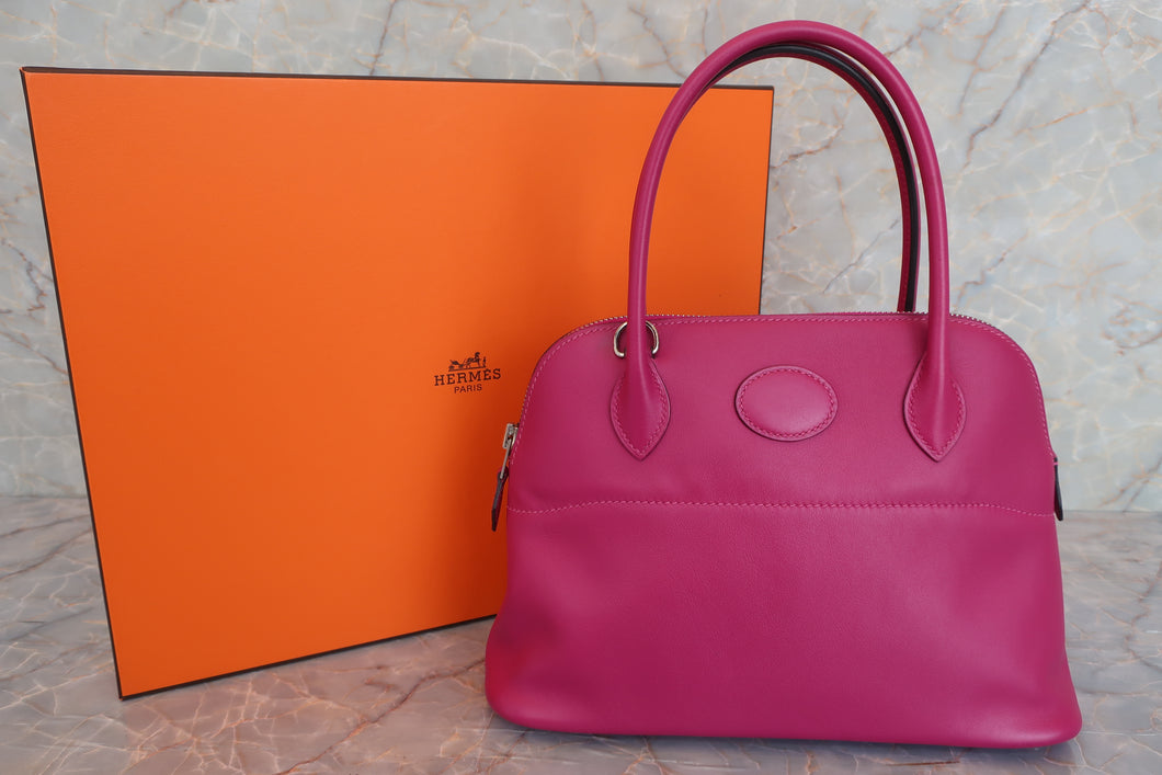 HERMES／BOLIDE 27 Swift leather Rose purple C刻印 Hand bag 600080069