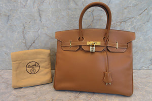 HERMES BIRKIN 35 Graine Couchevel leather Gold □B Engraving Hand bag 700020223