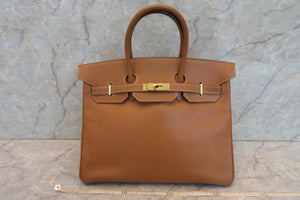 HERMES BIRKIN 35 Graine Couchevel leather Gold □B Engraving Hand bag 700020223